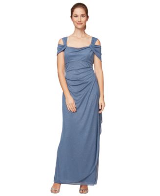 Alex Evenings - Cold-Shoulder Draped Glitter Gown
