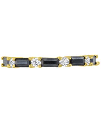 Macy's - Black Spinel (5/8 ct. t.w.) & White Zircon (1/5 ct. t.w.) Stack Band in 14k Gold-Plated Sterling Silver