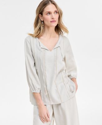 Macy's - Women's Pintuck Embroidered Top
