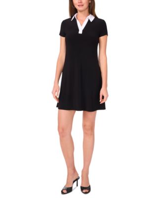 MSK - Petite Spread-Collar Short-Sleeve Shift Dress
