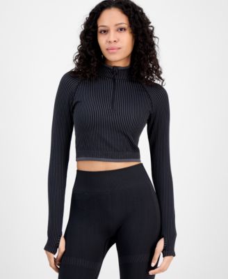 ID Ideology - Women's Half-Zip Crop Long-Sleeve Top