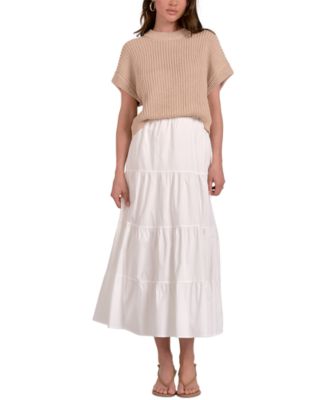 Elan - Women's Sweater Combo Tiered A-Line Dress