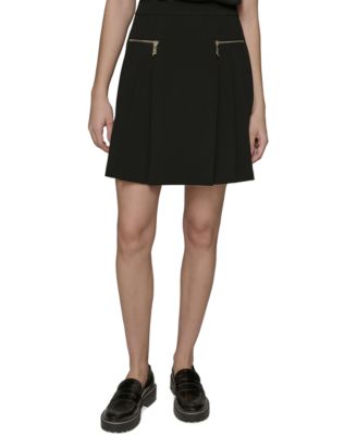 KARL LAGERFELD PARIS - Women's Pleated Zip-Pocket Mini Skirt