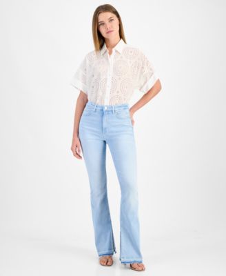 BOSS Orange - Women's Mid-Rise Slit-Flare-Leg Jeans