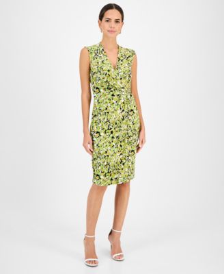 Kasper - Women's Printed Sleeveless Wrap-Style Dress
