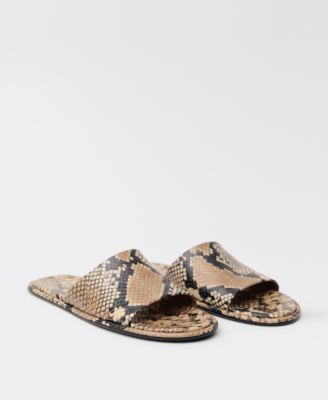 MANGO - Women's Animal Print Leather Sandals