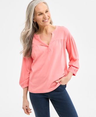 Style & Co - Women's Split-Neck Relaxed-Fit Top