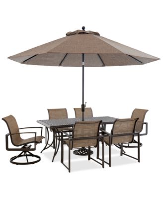 Agio - Wythburn Outdoor Dining 7pc Set (72"x38" Table & 4 Sleek Sling Dining Chairs & 2 Sleek Sling Swivel Chairs)