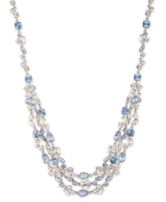 Givenchy - Silver-Tone Mixed Crystal Layered Necklace, 16" + 3" extender