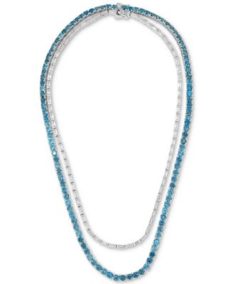 Macy's - London Blue Topaz (32-5/8 ct. t.w.) & White Topaz (9-7/8 ct. t.w.) 16" Layered Tennis Necklace in Sterling Silver