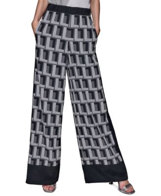 KARL LAGERFELD PARIS - Women's Geometric-Print Wide-Leg Pants