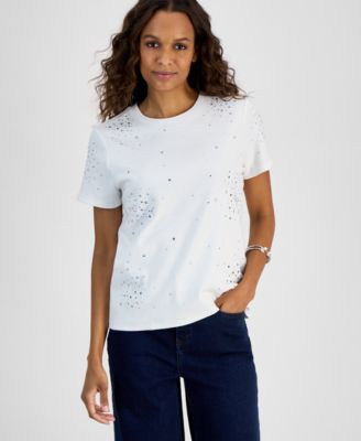 I.N.C. International Concepts - Petite Cotton Embellished Top
