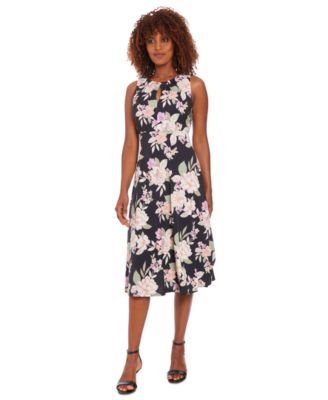 London Times - Petite Floral-Print A-Line Dress