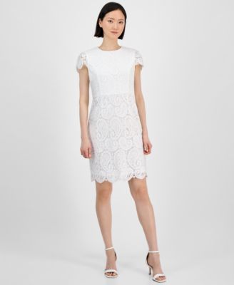 Tahari - Petite Paisley Lace Cap-Sleeve Sheath Dress