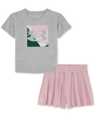 Under Armour - Toddler & Little Girls T-Shirt & Flare Layered-Look Shorts, 2 Piece Set