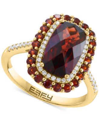 EFFY Collection - Garnet (4-1/3 ct. t.w.) & Diamond (1/5 ct. t.w.) Halo Ring in 14k Gold