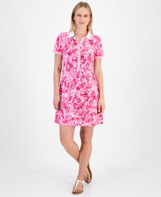 Nautica Jeans - Women's Printed Zip Polo Dress