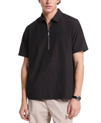 Michael Kors - Men's Relaxed Fit Short Sleeve Crinkle Popover Shirt