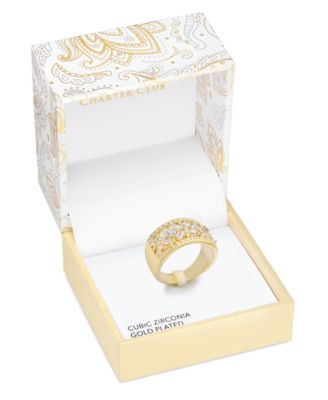 Charter Club - Gold-Tone Cubic Zirconia Wide Band Ring, Exclusively at Macy's