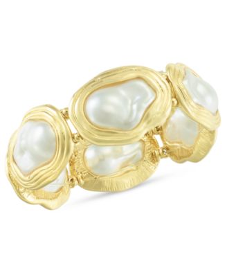 I.N.C. International Concepts - Gold-Tone Mother-of-Pearl Stretch Bracelet