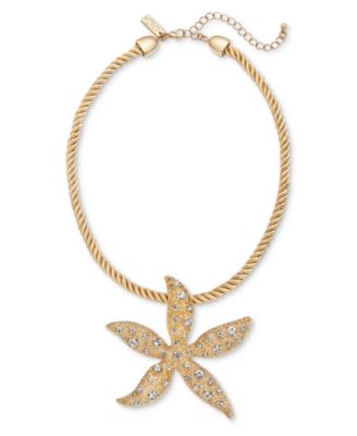 I.N.C. International Concepts - Gold-Tone Crystal Starfish Statement Pendant Necklace, 16-1/2" + 3" extender