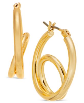 On 34th - Gold-Tone Looped Metal Wire Hoop Earrings