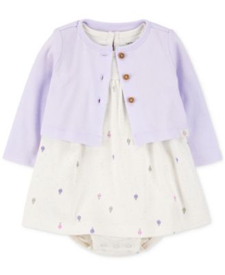 Carter's - Baby Girls Cotton Bodysuit Dress & Cardigan, 2 Piece Set