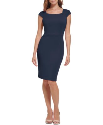 Calvin Klein - Women's Scuba Scoop-Neck Cap-Sleeve Dress