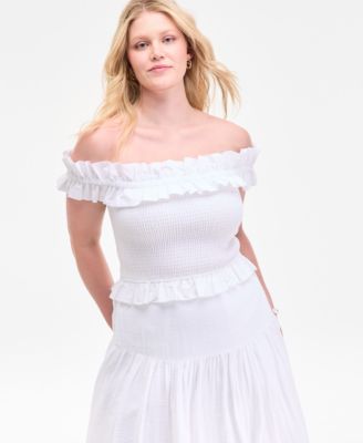 On 34th - Women's Off-The-Shoulder Smocked Top