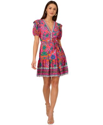 Adrianna - Women's Printed Puff-Sleeve Mini Dress