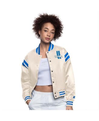 Starter - Women's Cream Detroit Lions Full Count Full-Snap Satin Jacket