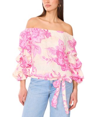 Vince Camuto - Women's Printed Off-The-Shoulder Bubble-Sleeve Blouse