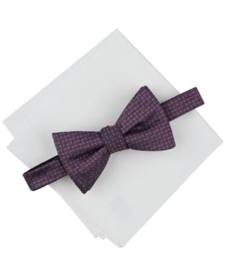 Alfani - Men's Herringbone Bow Tie & Solid Pocket Square Set
