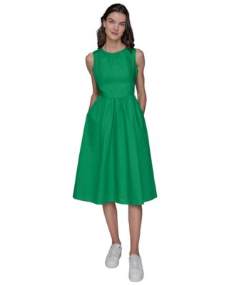 KARL LAGERFELD PARIS - Petite Cotton Bow-Back A-Line Dress