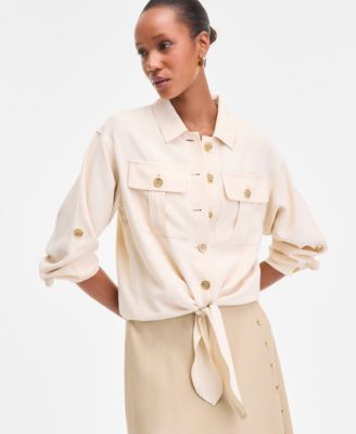 I.N.C. International Concepts - Women's Tie-Front Safari Blouse