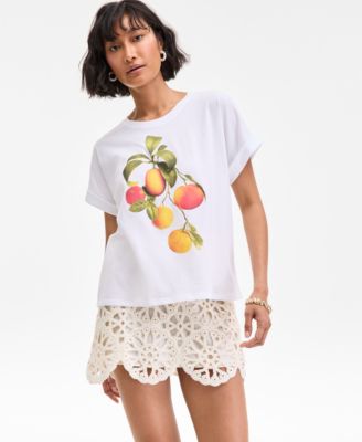 On 34th - Women's Fruit-Print Cuffed T-Shirt