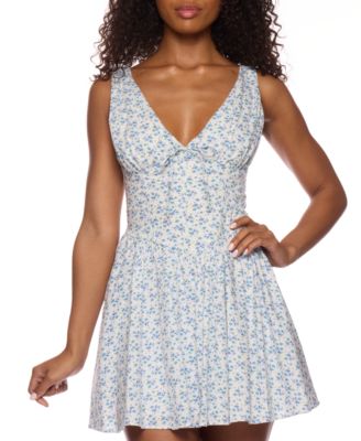 Alex & Sophia - Juniors' Floral-Print Bustier Mini Dress