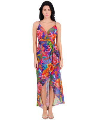 Siena - Women's Floral Print Sleeveless High-Low Maxi Dress