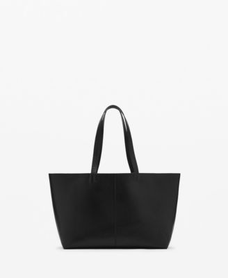 MANGO - Women's Leather Shopper Bag