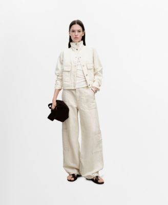 MANGO - Women's High Neck Pockets Cotton Jacket