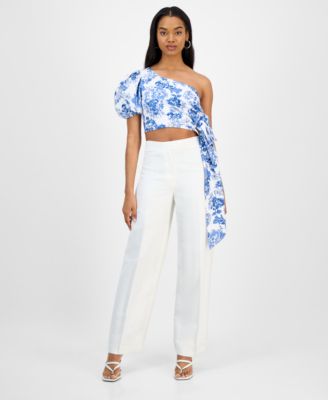 Cindy Castro New York - Women's Simone Printed One-Shoulder Cropped Top