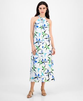 I.N.C. International Concepts - Petite Printed Halter-Neck Sleeveless Maxi Dress