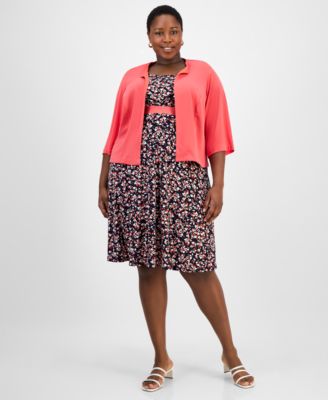 Sandra Darren - Plus Size Round-Neck Open-Front Cardigan