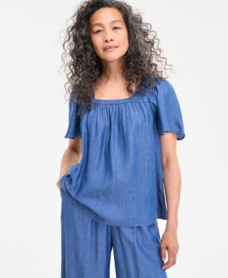 Style & Co - Women's Chambray Square-Neck Top