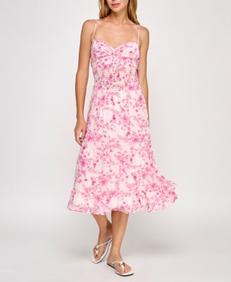 Trixxi - Juniors' Printed Twist-Front Midi Dress