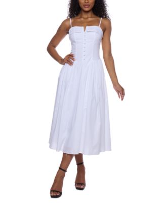 Alex & Sophia - Juniors' Sleeveless Straight-Neckline Midi Dress