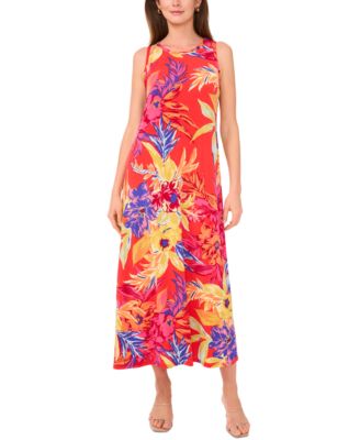 MSK - Women's Round-Neck Sleeveless Keyhole Back Maxi Dress