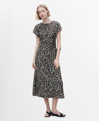 MANGO - Women's Frayed Ends Leopard Print Dress