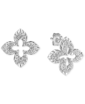 Macy's - Diamond Quatrefoil Openwork Stud Earrings (1/4 ct. t.w.) in 14k White Gold