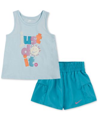 Nike - Little Girls Sunny Swoosh Tank Top & Shorts, 2 Piece Set